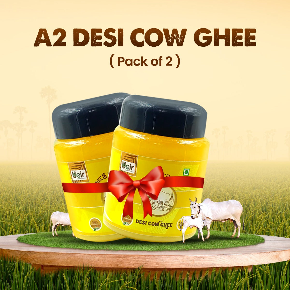 A2 Desi Cow Ghee 500ml Pack Of 2 Ueir Organic Foods