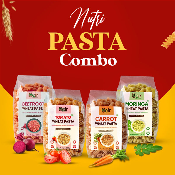 Nutri Pasta Combo 220g (Pack of 4) | Carrot,Beetroot,Moringa,Tomato